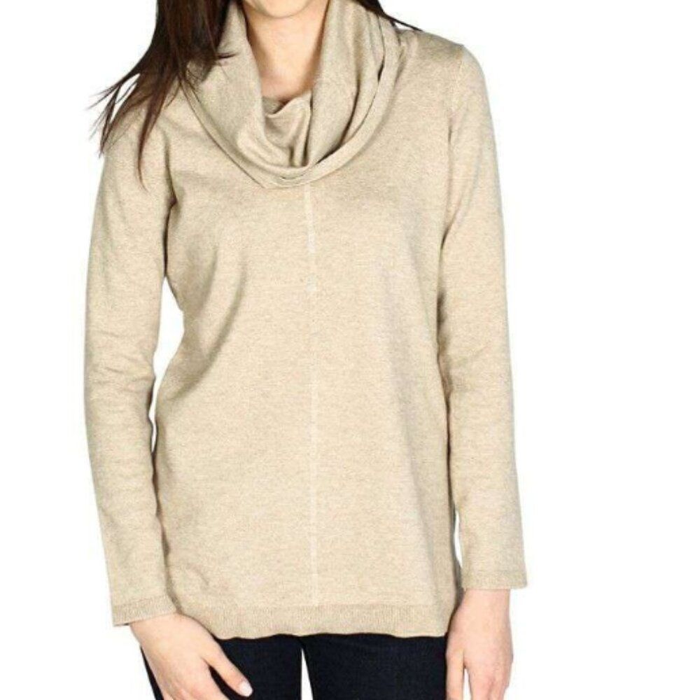 Tyler Böe Cowl Neck Tunic Sweater Cashmere Blend Beige Tan Luxury in XS